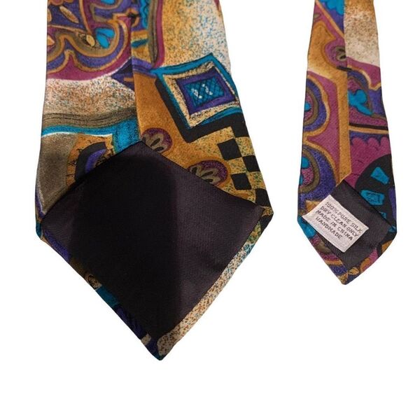 Pat‎ Argenti Vintage Silk Tie Cravatte Handmade Abstract Colorful 54” x 3-1/2” - Picture 4 of 8